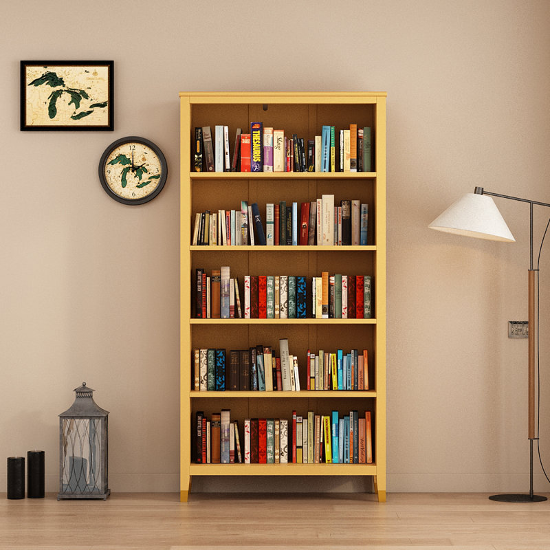 Adira Bookcase, Mustard, (5 Shelves) 70" H x 35" W x 12" D