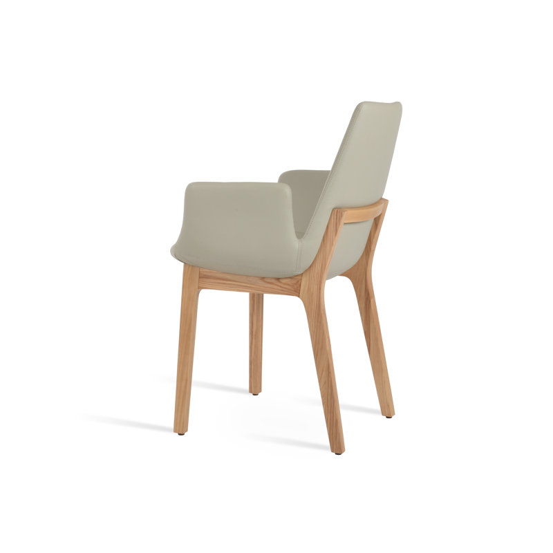 Fauteuil Eiffel en bois de frêne naturel, Similicuir os