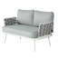 4 conversation de patio avec et de couleur grise, conception ergonomique pour la détente en plein air, corde épaisse tissée à la main, structure en acier rouille, housses de coussin hydrofuges amovibles, assemblage facile, style Mid-Century