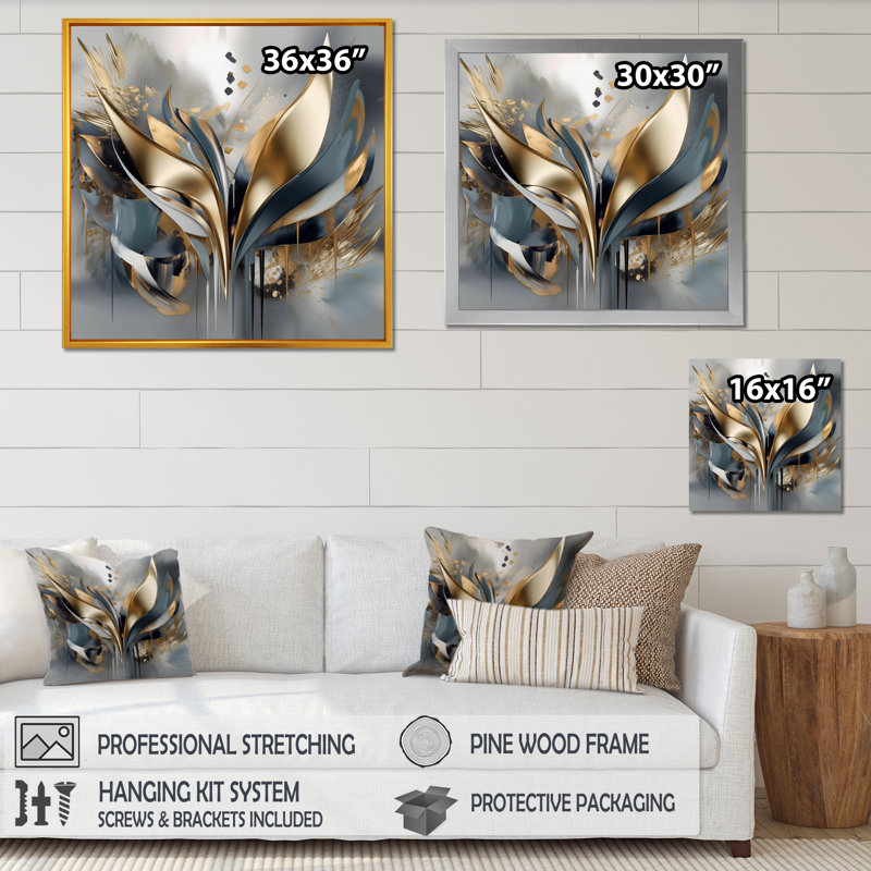 Abstract Shapes And Lines IV - Grey Abstract Wall Art Print modern wall canvas, No Frame, 36" H x 36" W, Wrapped Canvas