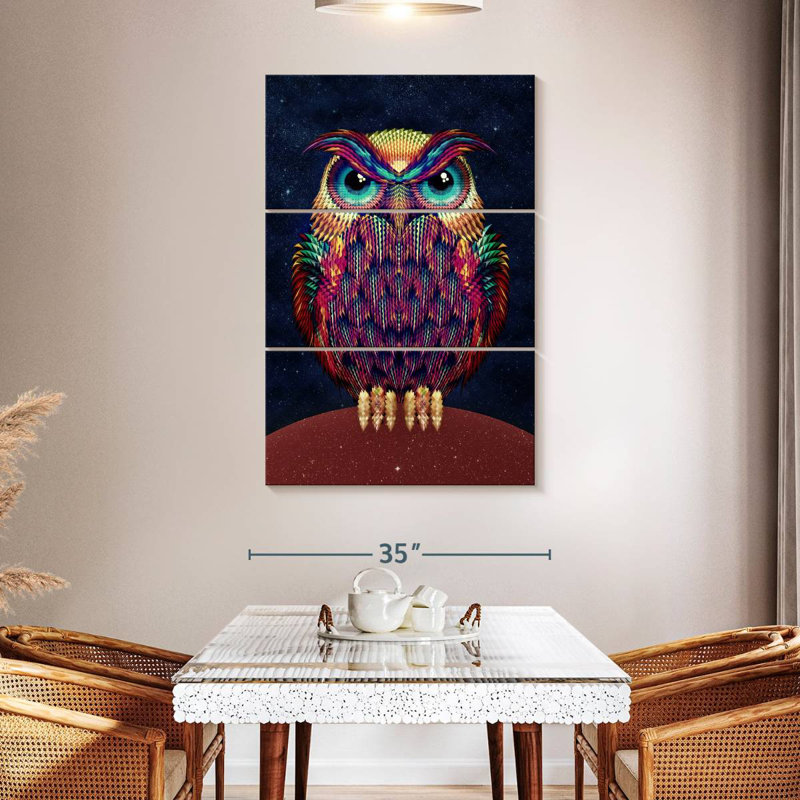 Brampt Colorful Midnight Owl, 50" H x 32" W
