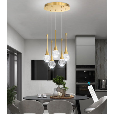 5-Light Glam Pendant Light Led Dimmable Chandelier Fixture