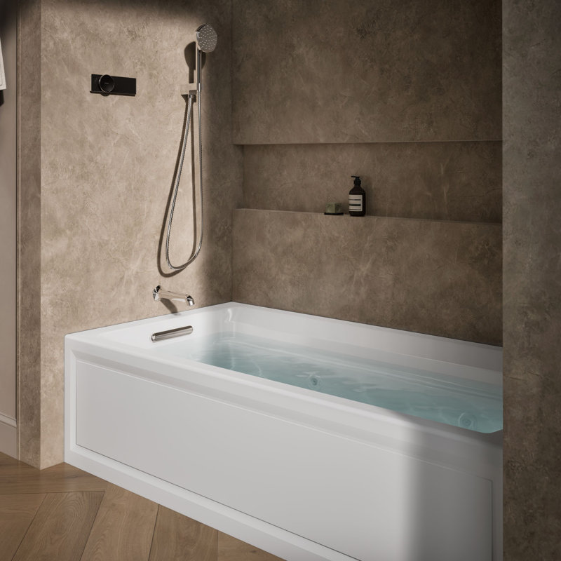 Archer Alcove 72" x 36" Whirpool Bathtub, White, Left