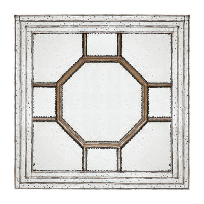 48"X48" Antique Style Decorative Square Wall Mirror With Mirrored Frame