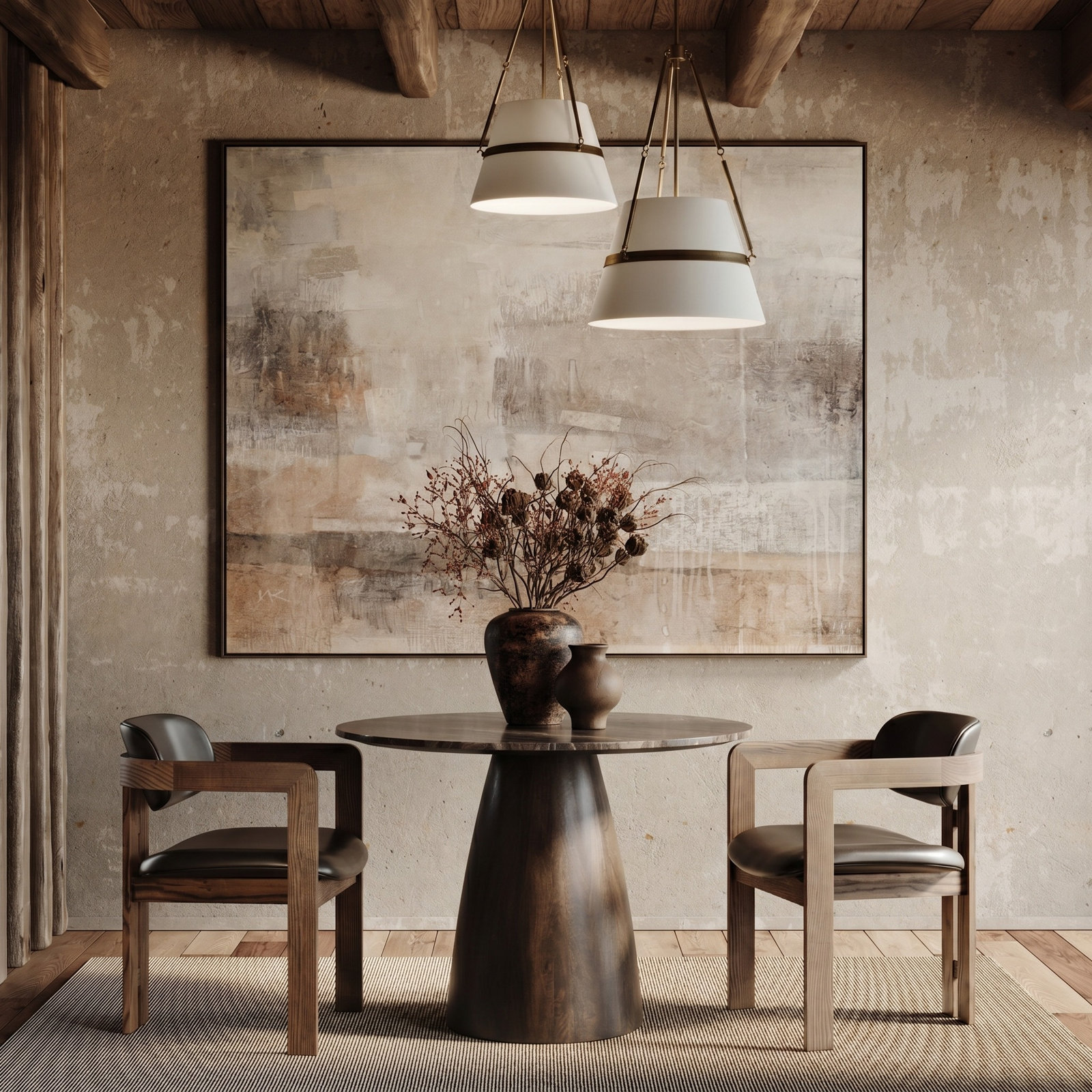 Mellonia Marble Dining Table, 30"H x 42"L x 42"W, Brown