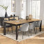 Eliass Extendable Oak Solid Wood Top Metal Base Dining Table