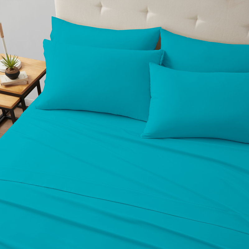 Kathy Ireland Bamboo Cooling 6 Piece Sheet Set with Deep Pockets, Queen sheet set with 6 additional pieces, Teal