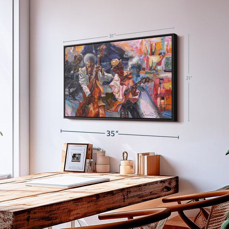 «Jazz Club», reproduction sur toile jaune, H 21 po x l 31 po