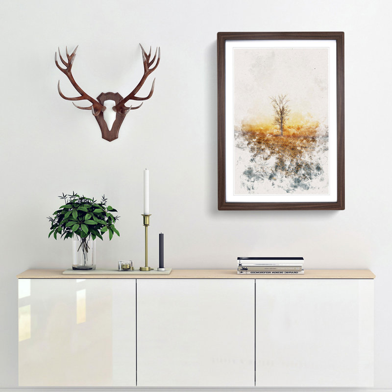 Summer Tree - Picture Frame Graphic Art Print, Walnut Framed, 45cm H x 33cm W x 2cm D