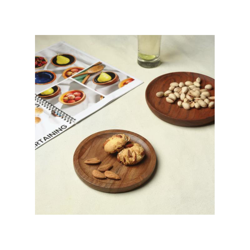 Plateau en bois d'acacia Jaymiya - ensemble de 2