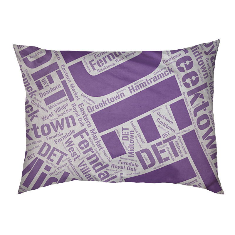 Coussin de chien « districts », Grand (l 40 po x P 30 po x H 14 po), Mauve, Détroit