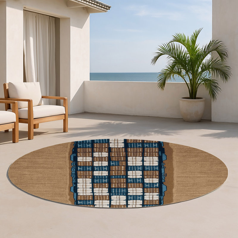 Tapis intérieur et extérieur brun Transport, Rond 5 pi