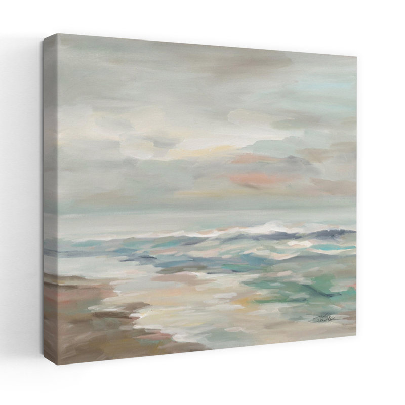 Bord de mer nautique pastel côtier avec art abstrait aqua, H 24 po x l 24 po