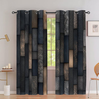 2 pièces de rideaux occultants avec œillets, tissu imprimé rustique à rayures verticales en tissu, rideaux isolants isolants et isolants pour protéger le soleil, décoration intérieure pour le salon, la salle à manger et la salle à manger