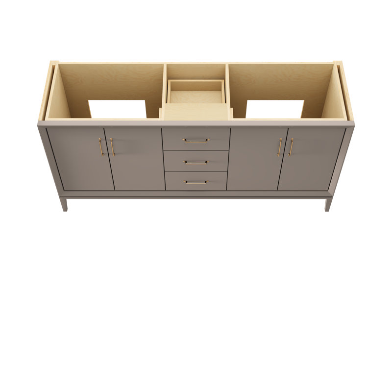 Alexandra Double Bath Vanity, Taos Taupe, Satin Gold, 72"