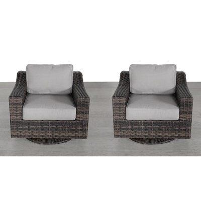 Fauteuil de patio extérieur pivotant avec coussins - entièrement assemblé, pivotant à 360 ° et housses de coussin amovibles lavables à la machine, mousse haute épaisseur de 5 po, tissu, conception club, capacité de poids de 600 lb
