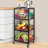 4-Tier Storage Cart with Wheels (Black; Brown)
