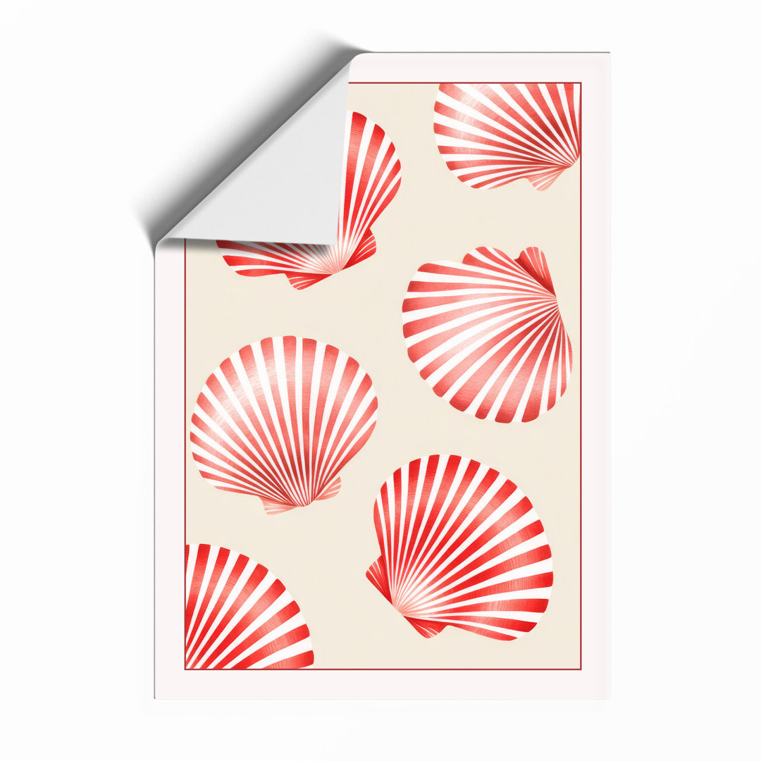 Coral Seashells Coastal - Framed Print
