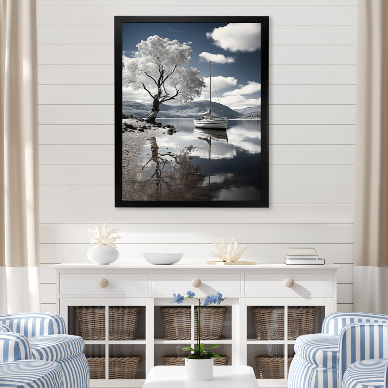 Boultwood Coastal Calm Waters - reproduction sur toile, H 40 po x l 30 po x P 1,5 po, Cadre photo noir