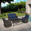 Ensemble de patio extérieur en osier pour 4 personnes avec causeuse, chaises, table basse et coussin noirs-1636650331