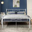 Ensemble de meubles de chambre à coucher 2 pièces, cadre de lit plateforme blanc avec table de chevet, cadre de lit sans sommier avec table de chevet avec rangement-87873478