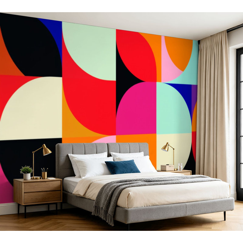 Papier peint adhésif autocollant amovible Mid Century, 100.08" L x 144" W