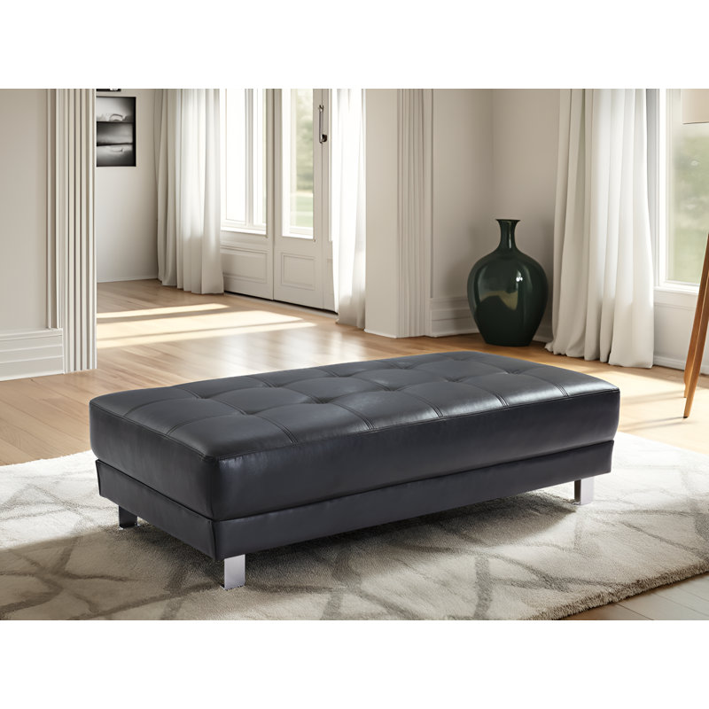 Repose-pieds en faux cuir Manaus, Noir