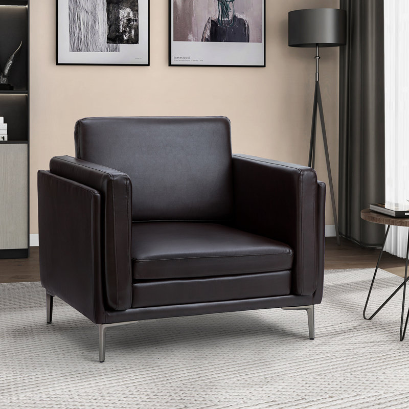 Fauteuil de 37,8 po Atalanti, Similicuir brun