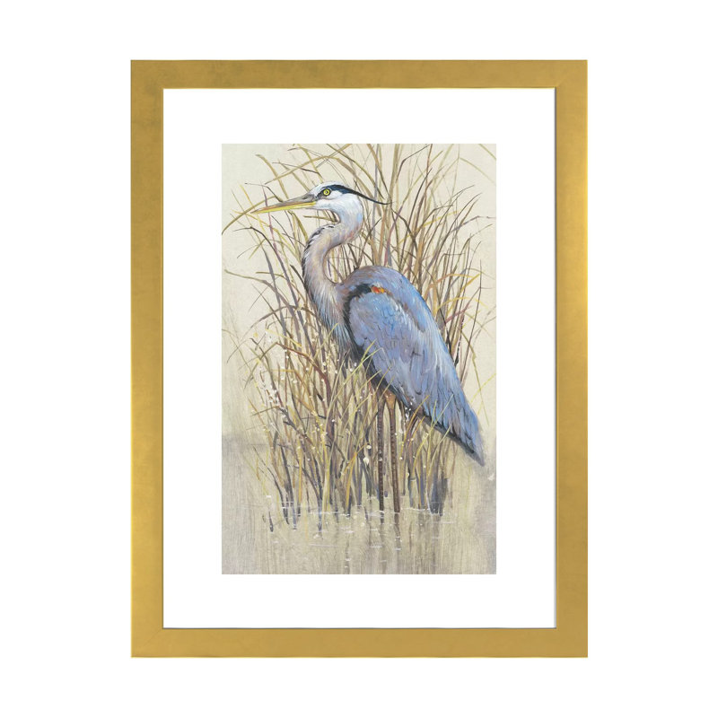 «Wading II» par Timothy O 'Toole - impression d'art graphique, H 32 po x l 24 po x P 1 po, Encadré en papier doré