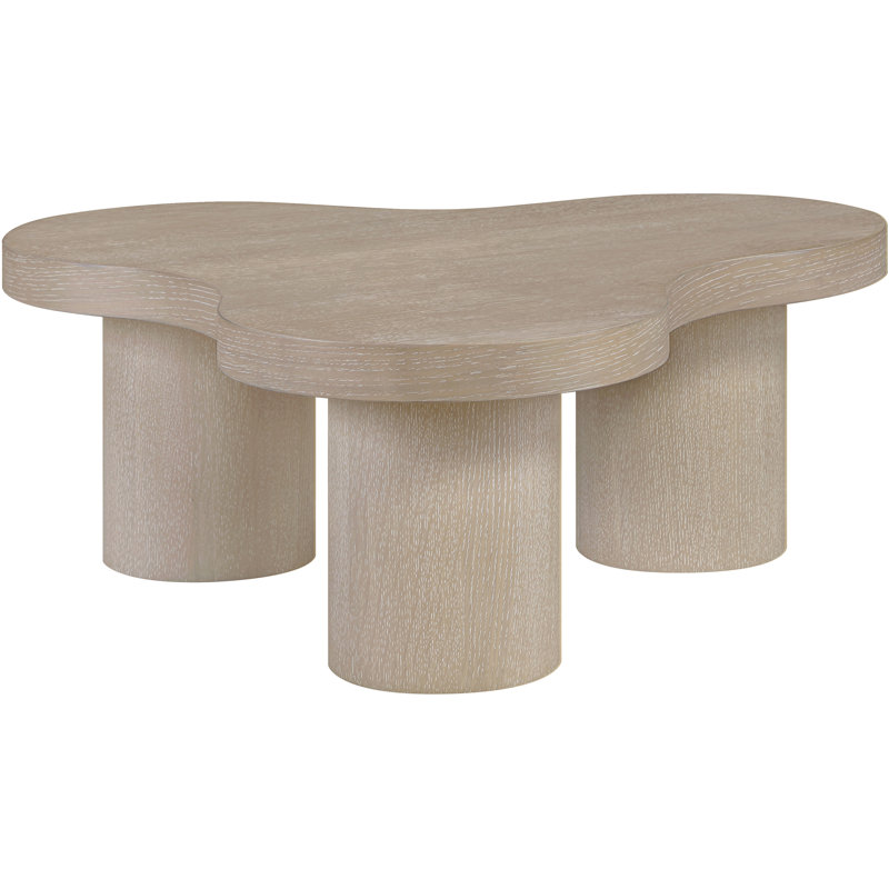 Table basse en placage de chêne et bois massif Anwen, Naturel