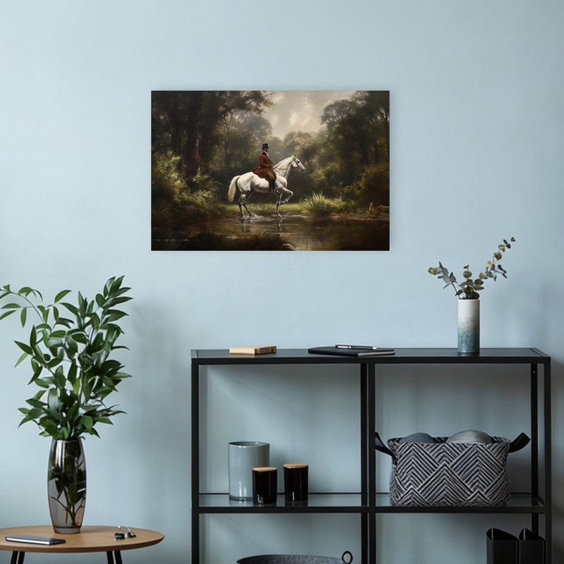 «Elegant Rider In Forest Classic Elegant Peaceful Dog Horse Forest Nature», reproduction d'art murale, H 12 po x l 18 po