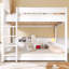 Lit superposé grand sur grand avec tablettes de rangement et ports USB, blanc-998681580