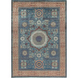 Hand-Knotted High-Quality Blue and Brown Area Rug