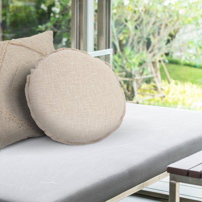 Housse de coussin en coton naturel de couleur unie