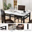 4-Piece Modern Dining Table Set, Faux Marble Kitchen Table With PU Leather Bench And Chairs, Table And Chairs Set For 4, Space Saving Dinette For Kitchen, Dining Room