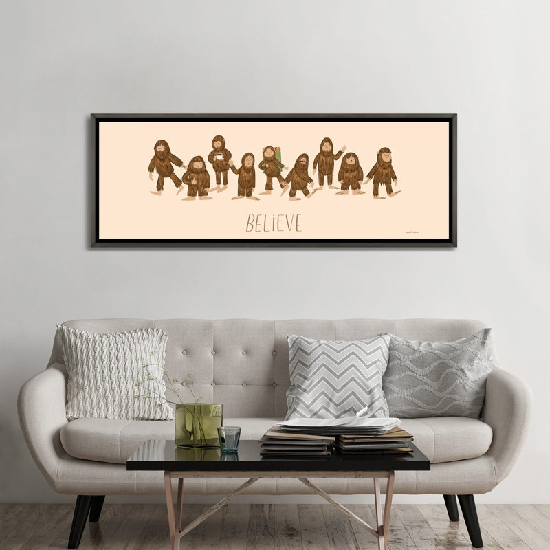 Believe - reproduction d'art murale - toile encadrée, 72" x 24", Framed Canvas, Grey