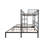 Triple Twin Bunk Bed In Black Metal With Quiet Slats, Lower Side Table, Extended Top Space, And Full Guardrails For Vacation Rentals L-Shaped Steel Structure, Noise Wood Table On Lower, Full Siblings