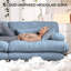 Canapé 4 places en chenille bleue duveteuse avec assises profondes et moelleuses et coussins de salon-859542039