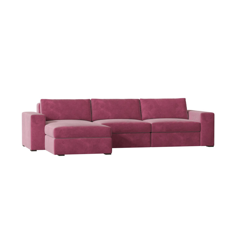 Liam Chaise Sectional, Brown Mahogany, Savona Fuchsia, Right Hand Facing