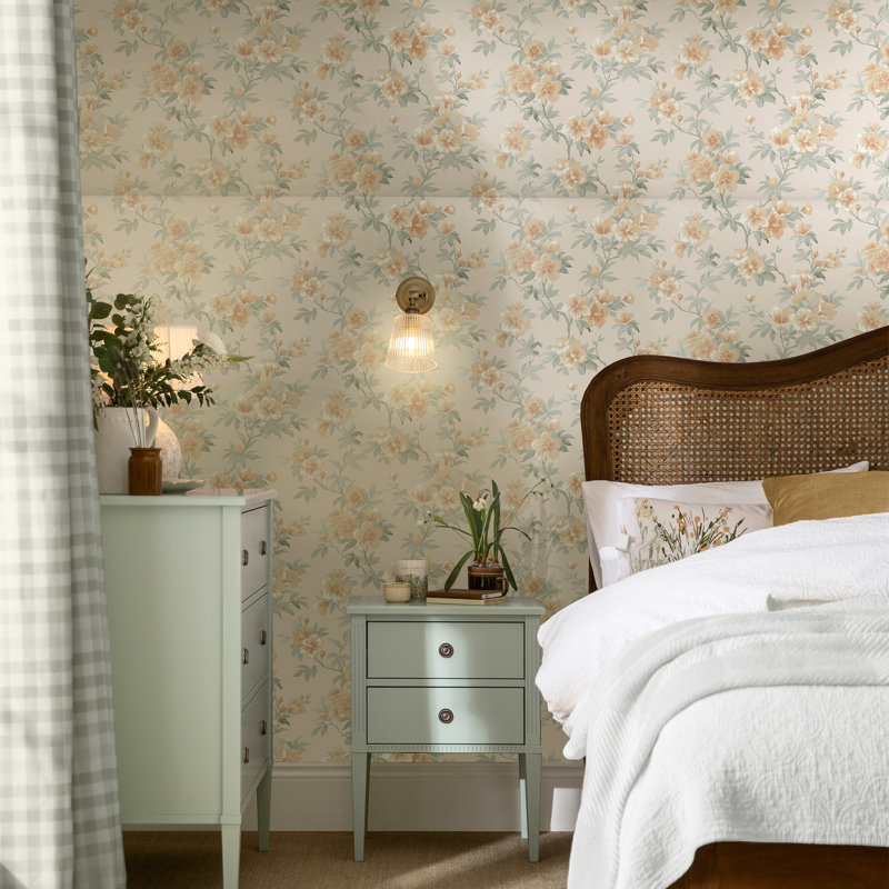 Laura Ashley Rosamund, papier peint naturel, Orange