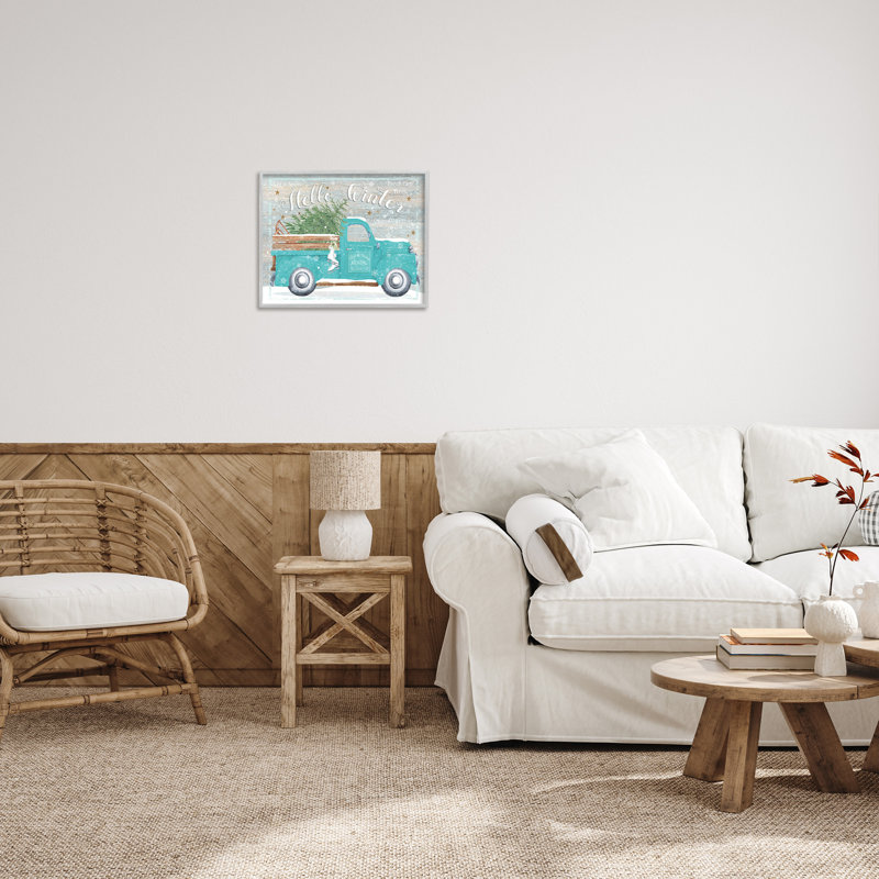 "Cadre photo simple Rustic Hello Winter Truck" par Karen Tye Bentley sur toile, Estampe numérique Farmhouse