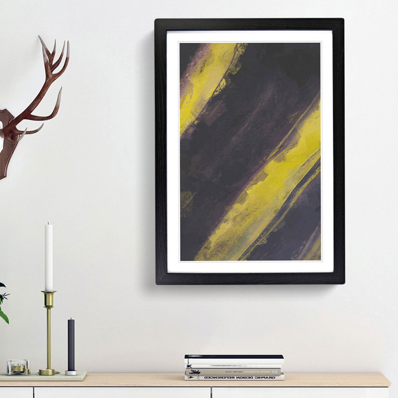 Stripes of Yellow in Abstract - Picture Frame Graphic Art Print, Black Framed, 36cm H x 27cm W x 2cm D