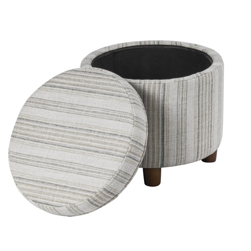 Pouf de rangement rond - Motif à rayures grises, Gray Striped