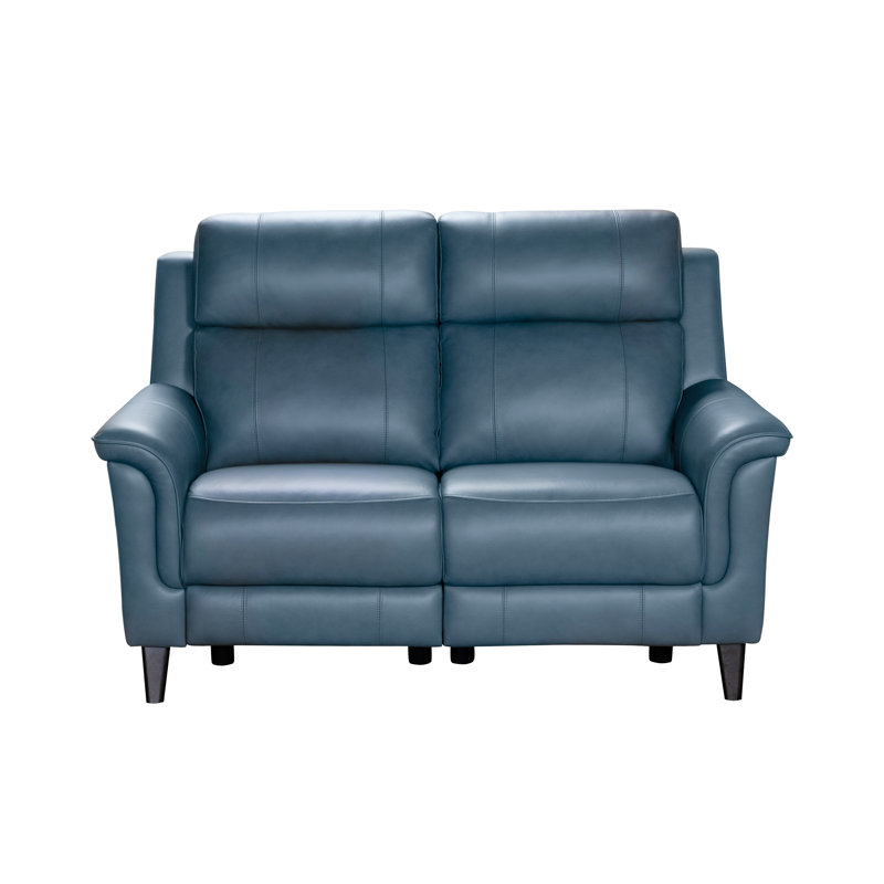 Neabsco Upholstered 63'' Power Reclining Loveseat, Masen Bluegray Leather Match