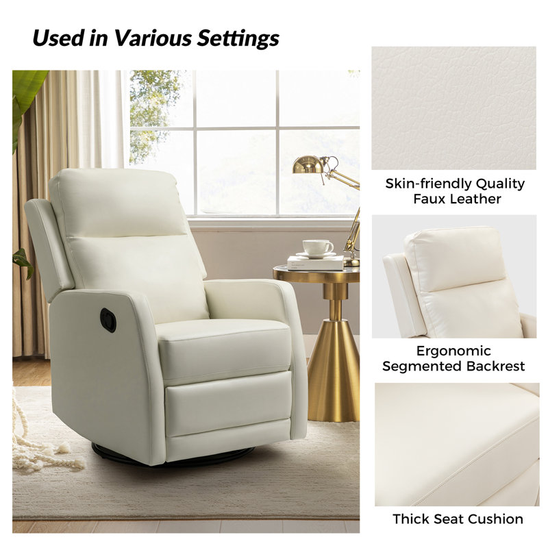 Wade Logan® McGuffey Faux Leather Swivel Rocker Recliner with