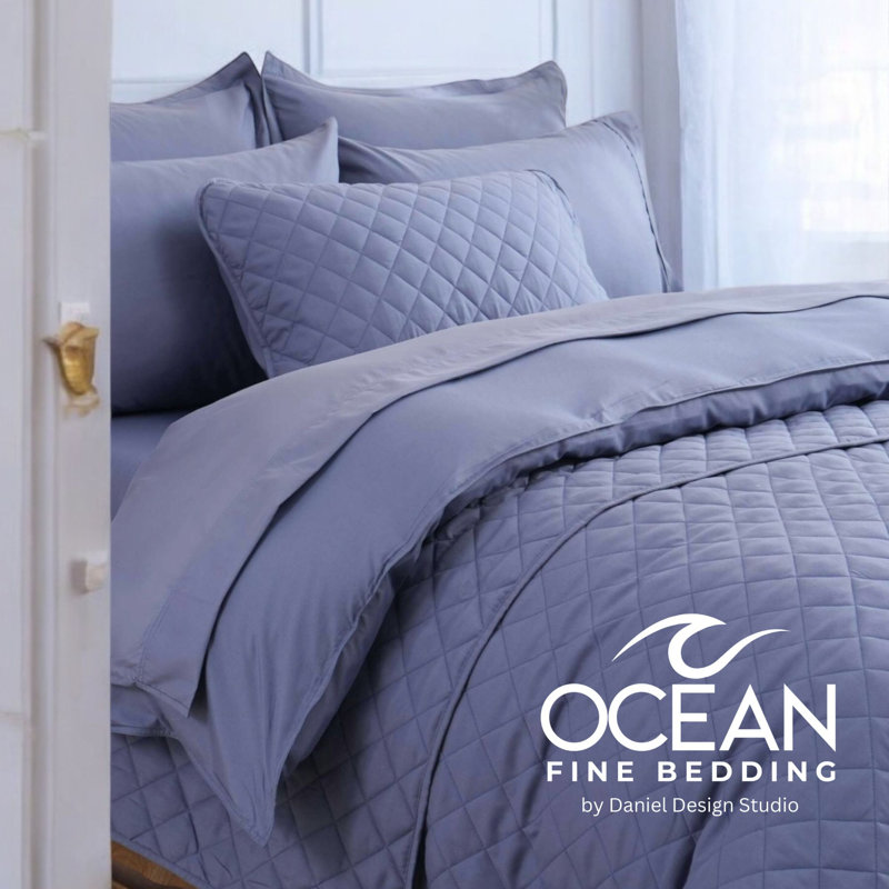 OCEAN FINE BEDDING Quilted Coverlet, Blue, King Coverlet/Bedspread