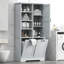Armoire de rangement autoportante pour salle de bain - Panier inclinable avec portes, tiroirs et tablettes réglables-858179560