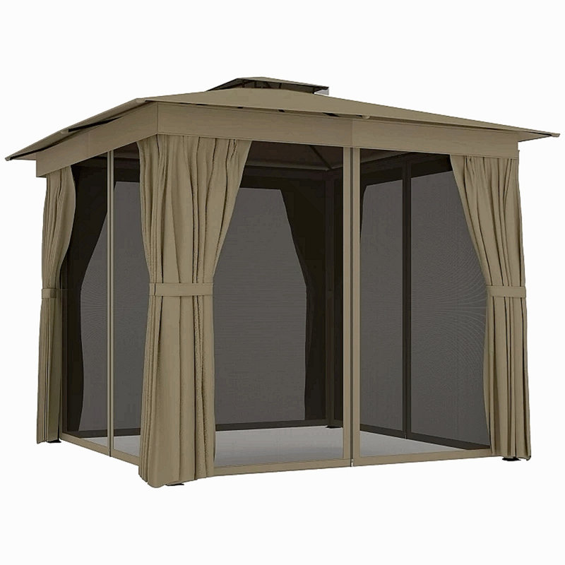 Abri à baldaquin élégant, pavillon de jardin extérieur, pavillon de jardin à toit souple, Kaki