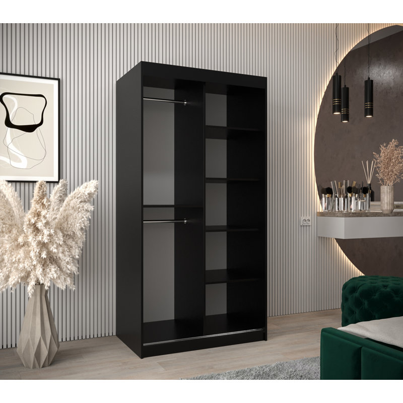 Aaisha 2 Door Manufactured Wood Wardrobe, Black Matte