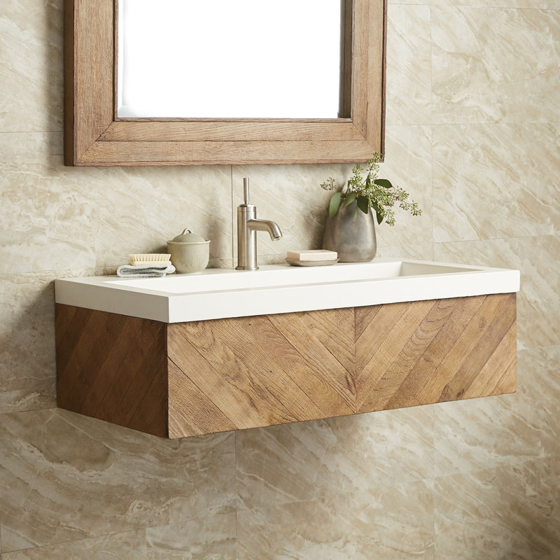 Vintner 36" Wall-Mounted Single Bathroom Vanity Set, Chardonnay , Single Faucet Hole, Pearl